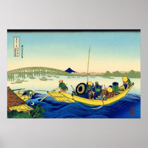 Sunset Across Ryōgoku Brücke Katsushika Hokusai Poster