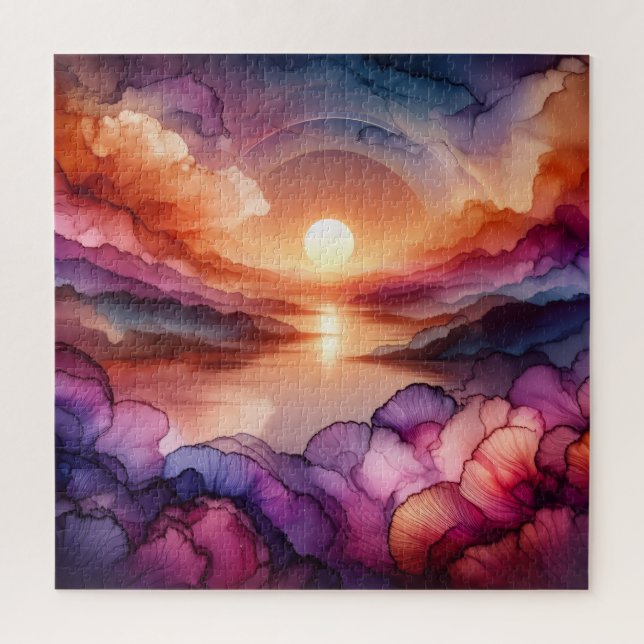 Sunset Alcohol Ink Puzzle (Vertikal)