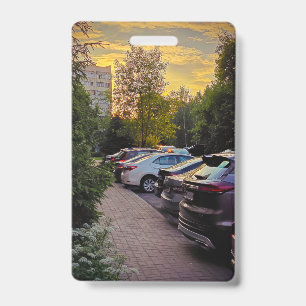 Sunset-Alleyway-Fotoabzeichen – Anpassbar Ausweis