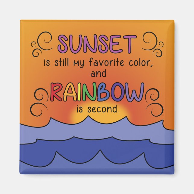 Sunset and Rainbow Magnet - Square (Vorne)