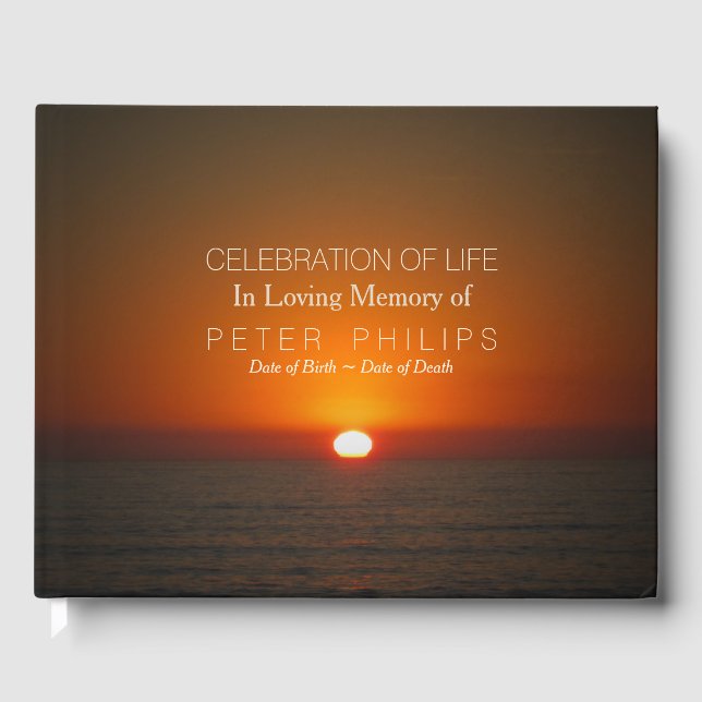 Sunset and Sea Celebration of Life Guest Book Gästebuch (Vorderseite)