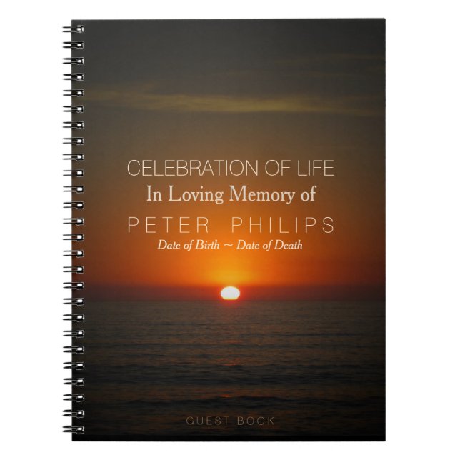 Sunset and Sea Celebration of Life Guest Book Notizblock (Vorderseite)