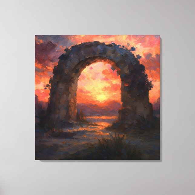 Sunset Arch - Painterly Style Landscape Art Leinwanddruck (Vorderseite)