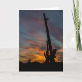 Sunset Arizona Grußkarte Saguaros Freunde Karte