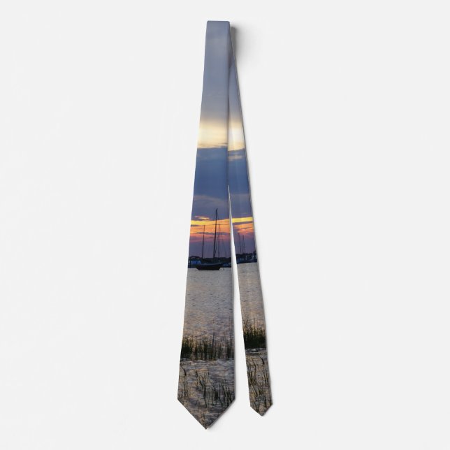 Sunset at Folly Harbour Neck Tie Krawatte (Vorderseite)