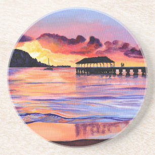 Sunset at Hanalei Pier Getränkeuntersetzer