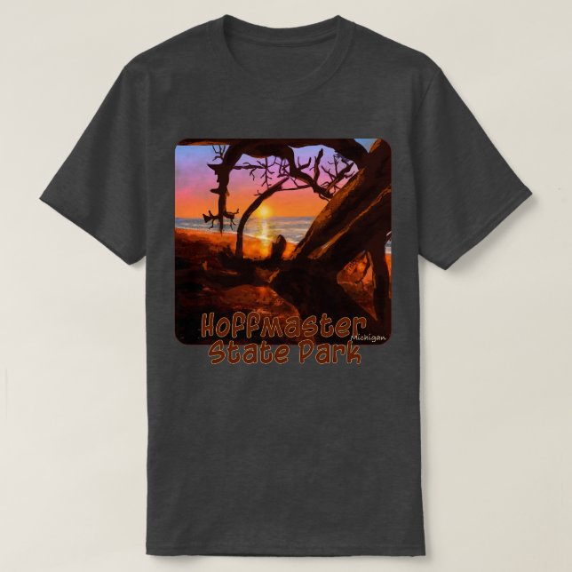 Sunset at Hoffmaster Staat Park Michigan T-Shirt (Design vorne)