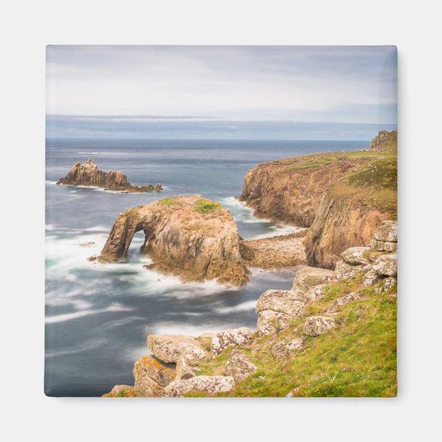 Sunset at Lands End in Cornwall England Magnet (Vorne)