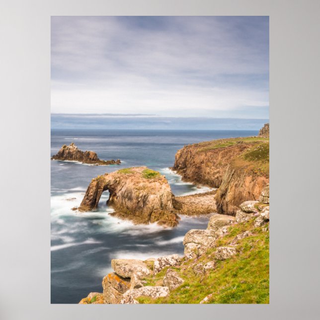 Sunset at Lands End in Cornwall England Poster (Vorne)