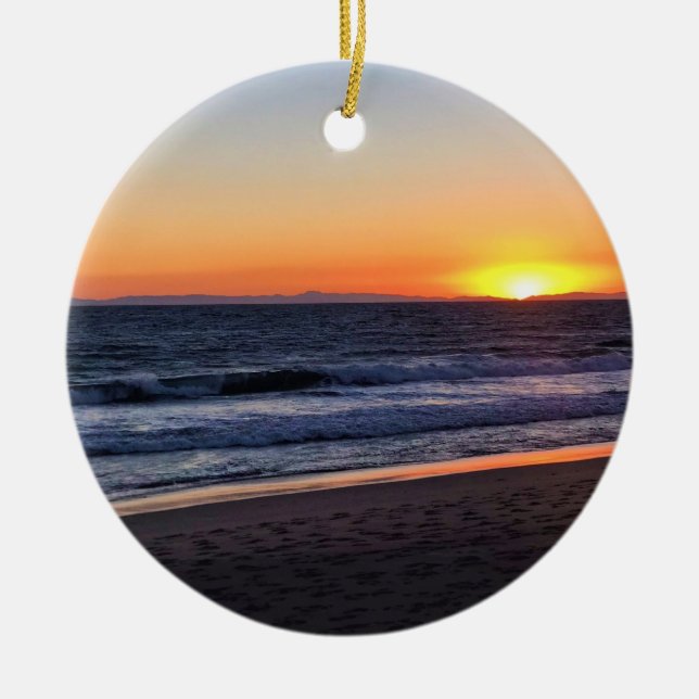Sunset at Newport Beach, Kalifornien Keramik Ornament (Vorne)