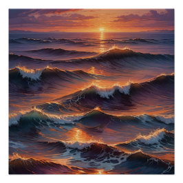 sunset at ocean wall art poster