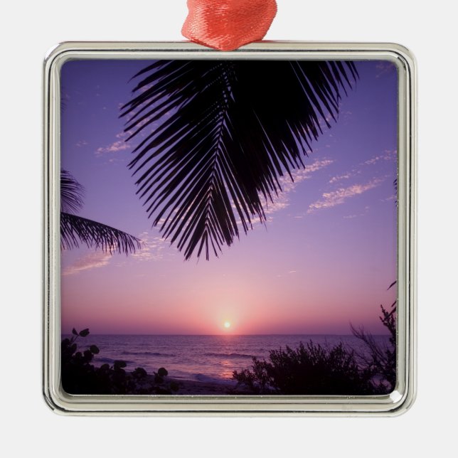 Sunset at West End, Cayman Brac, Cayman Islands, Silbernes Ornament (Vorne)