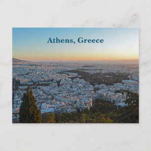 Sunset Athens Griechenland City Postcard Postkarte