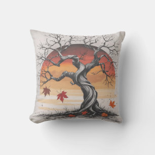 Sunset Autumn Tree Throw Pillow Kissen