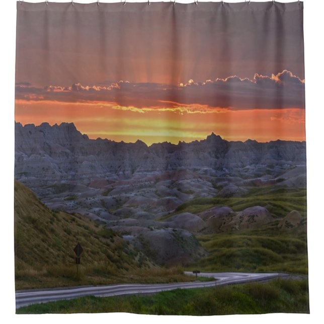 Sunset, Badlands-Nationalpark Duschvorhang (Vorderseite)