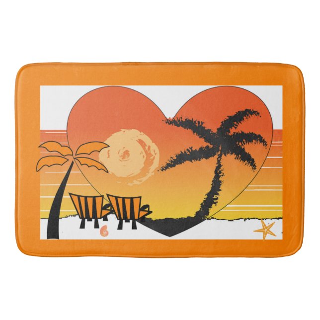 Sunset Beach Bath Mat Orange Badematte (Vorderseite)