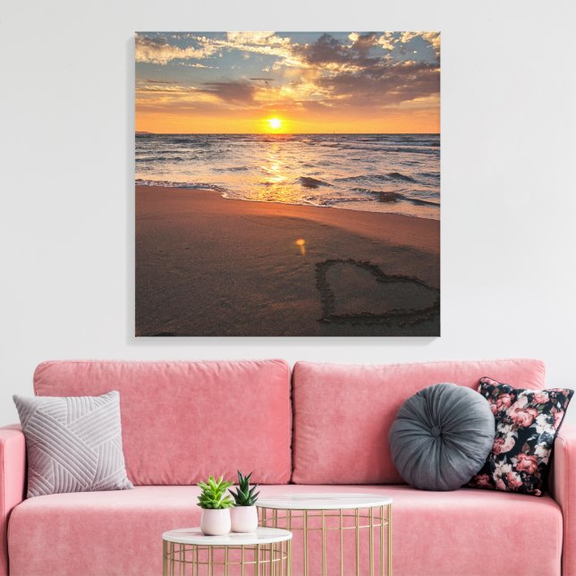 Sunset Beach Canvas Wall Art |Serene Ocean Horizon Leinwanddruck (Insitu (Wohnzimmer))