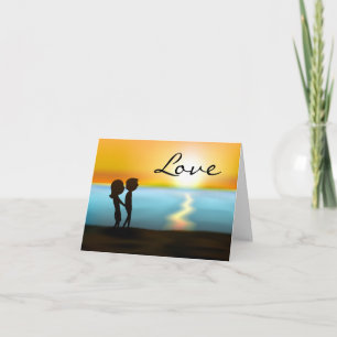Sunset Beach Couple Liebe Valentinstag Feiertagskarte