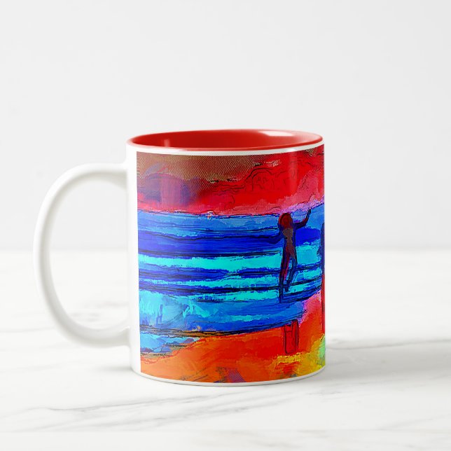 Sunset Beach Dancer in Primary Colors Tasse (Links)