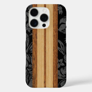 Sunset Beach Faux-Holz-Surfboard Hawaiian Black Ca iPhone 16 Pro Hülle