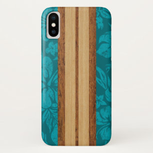Sunset Beach Faux-Holz-Surfboard Hawaiian Türkis Case-Mate iPhone Hülle