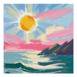Sunset Beach Glossy Poster
