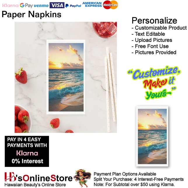 Sunset Beach Guest Towel Paper Napkins 19 Serviette (Sunset Beach Tables Kitchen Restaurant Decor Paper Guest Towels 19.)