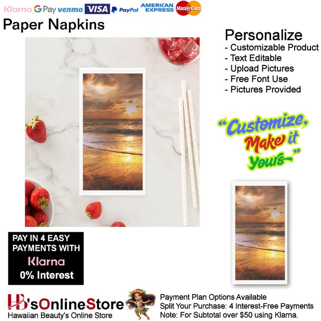Sunset Beach Guest Towel Paper Napkins 44 Serviette (Sunset Beach Tables Kitchen Restaurant Decor Paper Guest Towels 44.)