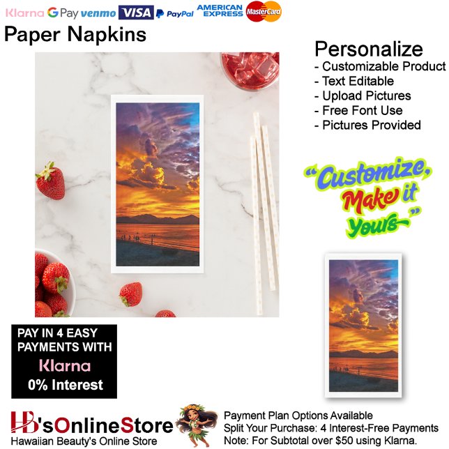 Sunset Beach Guest Towel Paper Napkins 52 Serviette (Sunset Beach Tables Kitchen Restaurant Decor Paper Guest Towels 52.)
