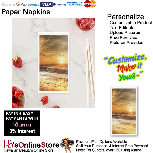 Sunset Beach Handtuchpapier Napkins 18 Serviette (Sunset Beach Tables Kitchen Restaurant Decor Paper Guest Towels 18.)