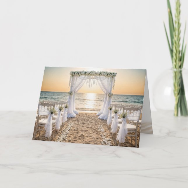 Sunset Beach Hochzeit Glückwunsch Karte (Vorderseite)