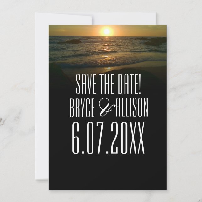 Sunset Beach Hochzeit Save the Date (Vorderseite)