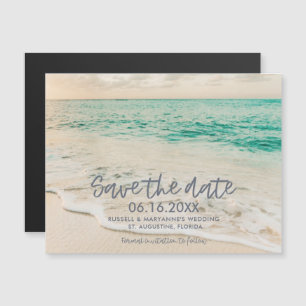 Sunset Beach Hochzeit Save the Date Magnetkarte