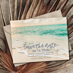 Sunset Beach Hochzeit Save the Date Postkarte