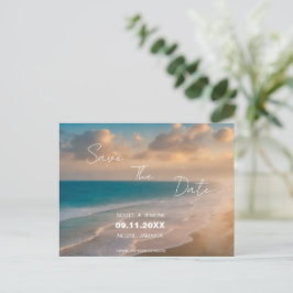 Sunset Beach Hochzeit Save the Date Postkarte