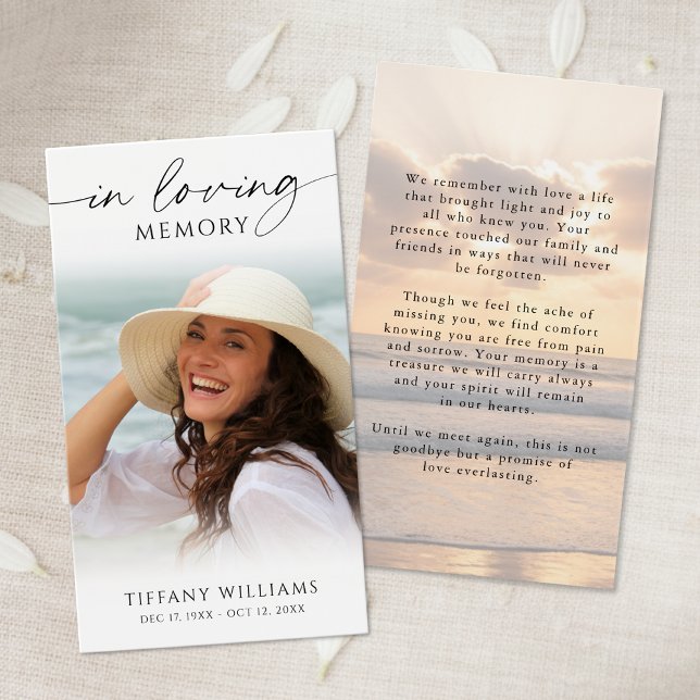 Sunset Beach In Loving Memory Photo Prayer Card (Von Creator hochgeladen)