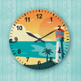 Sunset Beach Lighthouse Wall Clock Große Wanduhr