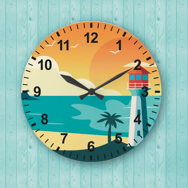 Sunset Beach Lighthouse Wall Clock Große Wanduhr (Von Creator hochgeladen)