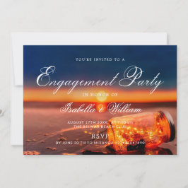 Sunset Beach Mason Jar Blue Night Engagement Party Einladung