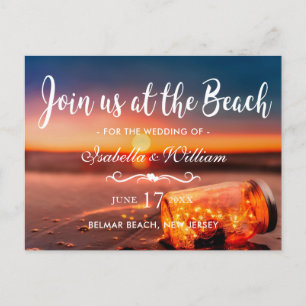 Sunset Beach Mason Jar Blue Night Save the Date Ankündigungspostkarte