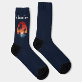 Sunset Beach Navy Socks for Men or Women Socken