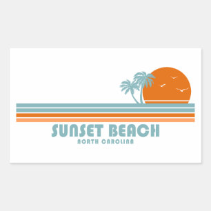 Sunset Beach North Carolina Sonnenpalmen Rechteckiger Aufkleber