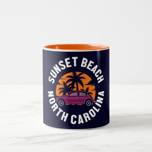 Sunset Beach, North Carolina Zweifarbige Tasse (Mittel)