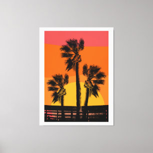 Sunset Beach Palm Tree Leinwanddruck