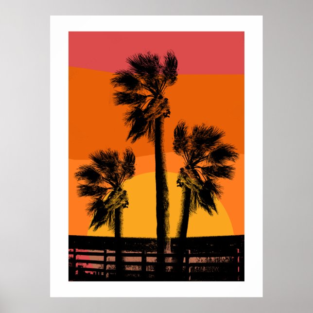Sunset Beach Palm Tree Poster (Vorne)