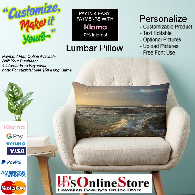 Sunset Beach Polyester Lumbar Pillow 22 Lendenkissen (Sunset Beach Polyester Lumbar Pillow 22.)