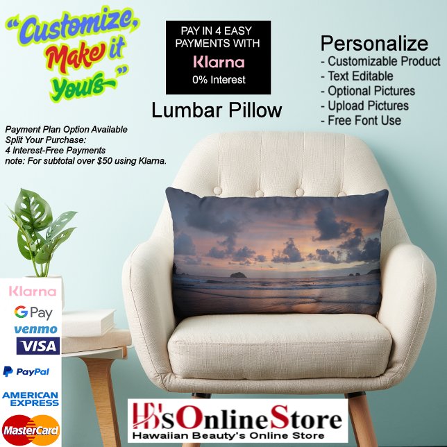 Sunset Beach Polyester Lumbar Pillow 26 Lendenkissen (Sunset Beach Polyester Lumbar Pillow 26.)