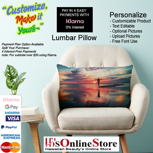 Sunset Beach Polyester Lumbar Pillow 34 Lendenkissen (Sunset Beach Polyester Lumbar Pillow 34.)