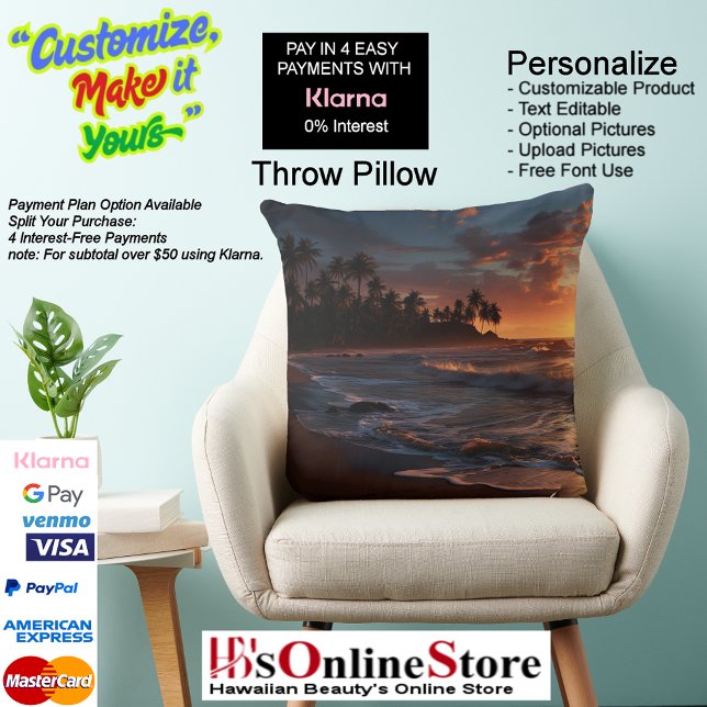 Sunset Beach Polyester Throw Kissen 3 (Sunset Beach Square Polyester Large Pillow 3.)