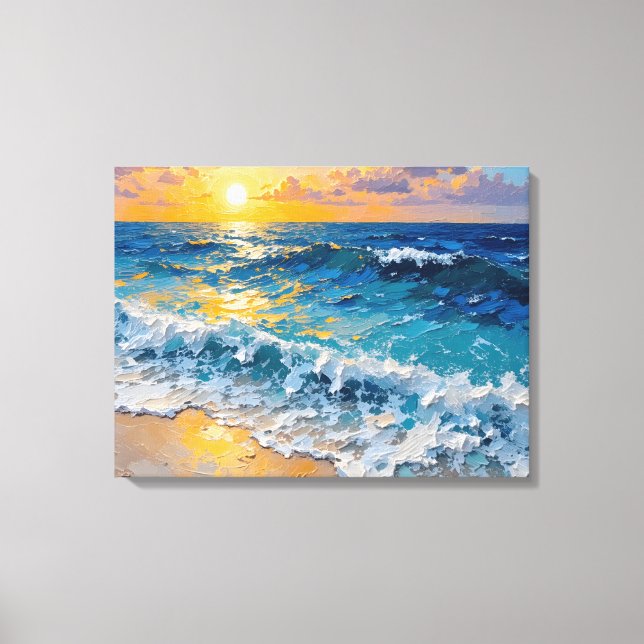 Sunset Beach Premium WrackCanvas Wall Art Leinwanddruck (Vorderseite)